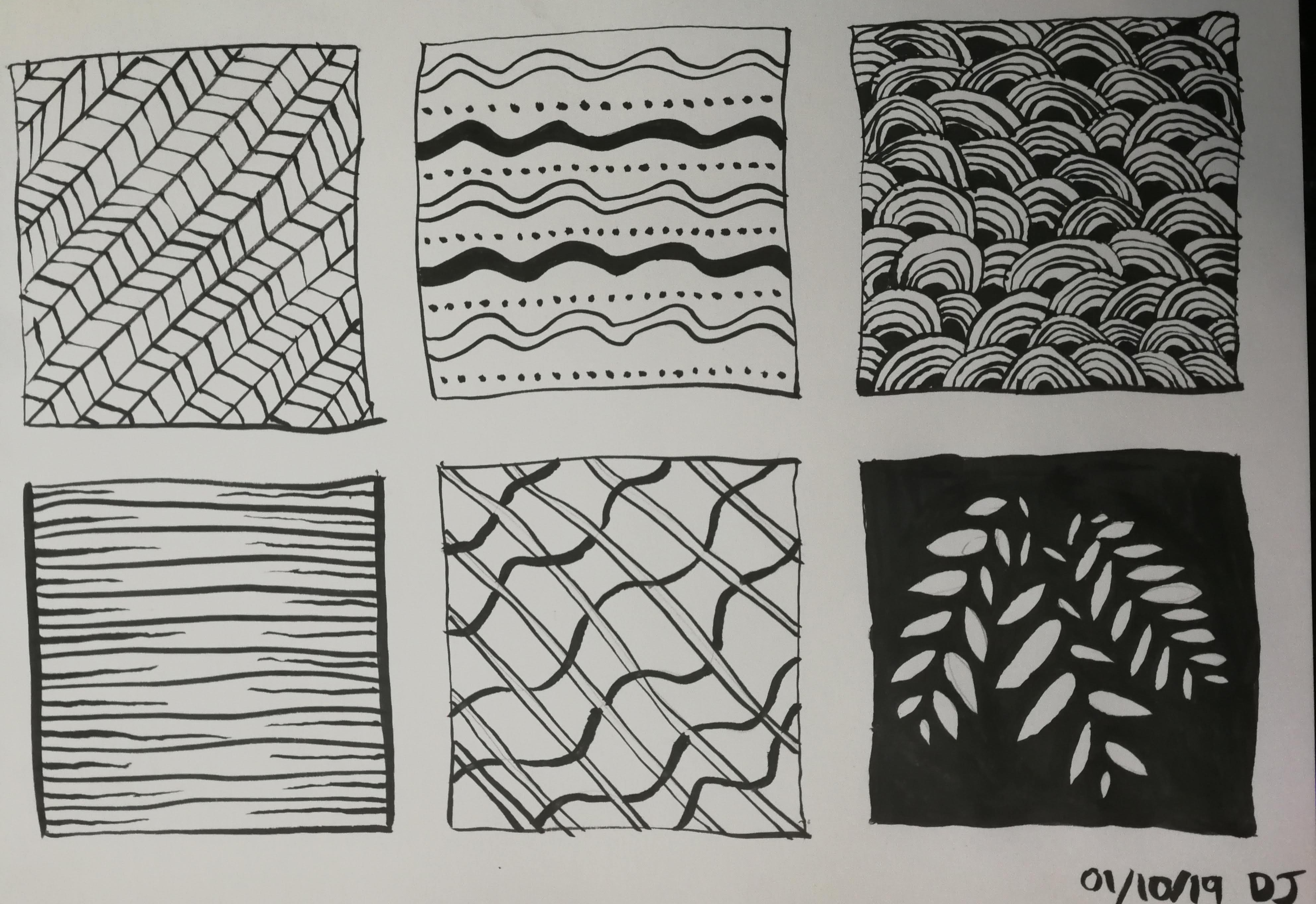 Zentangles I drew for day 1 of Inktober 2019