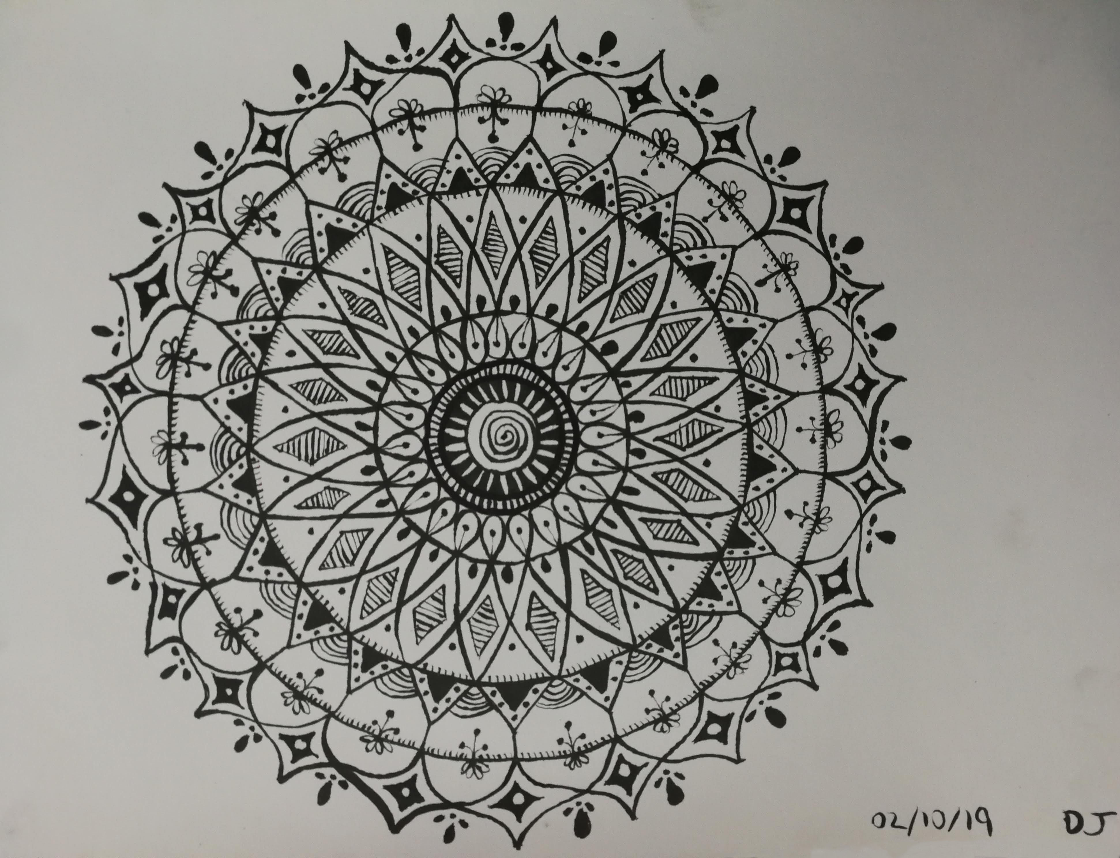 Mandala I drew for day 2 of Inktober 2019