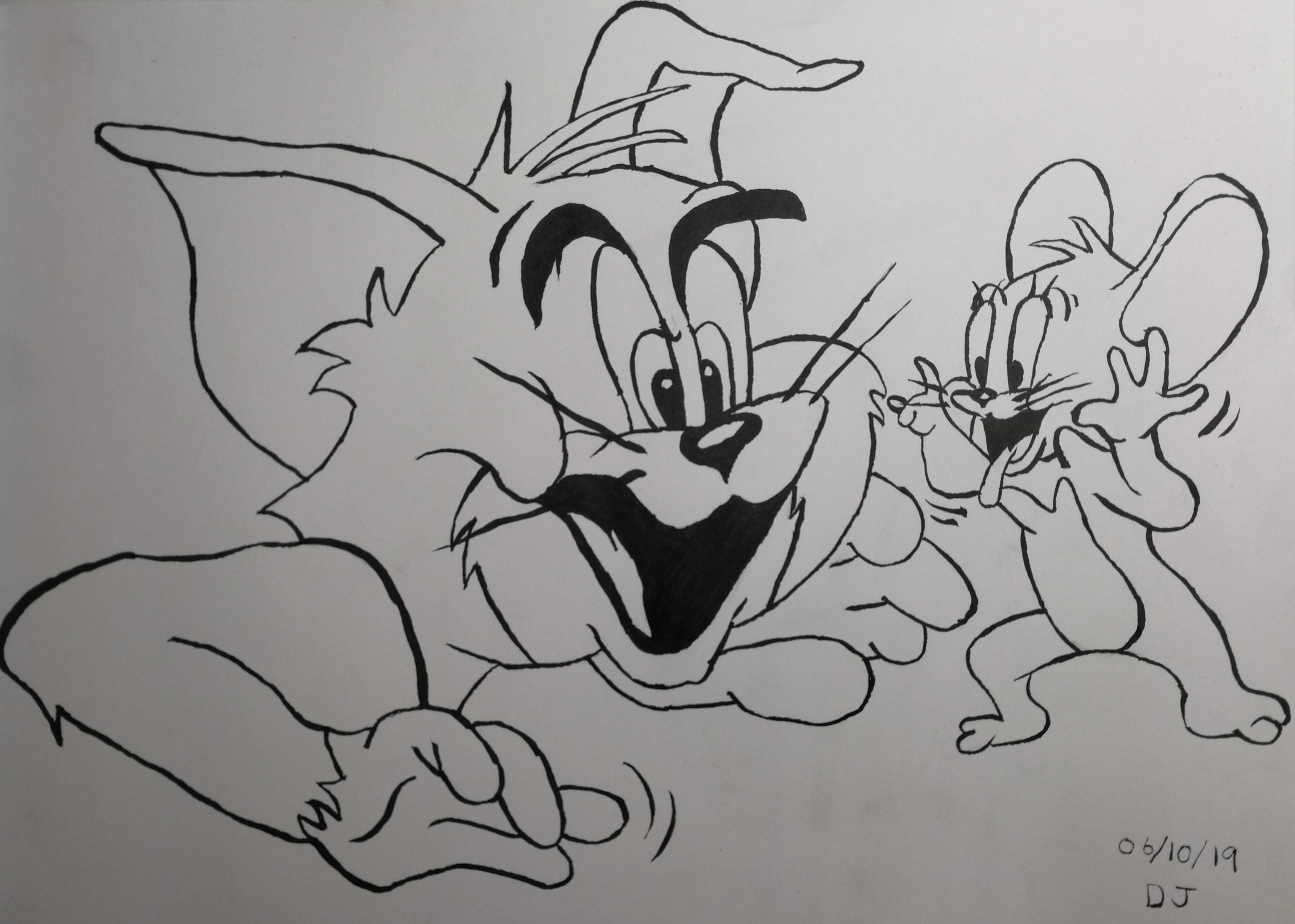 &ldquo;A drawing of Tom and Jerry for day 6 of Inktober 2019&rdquo;